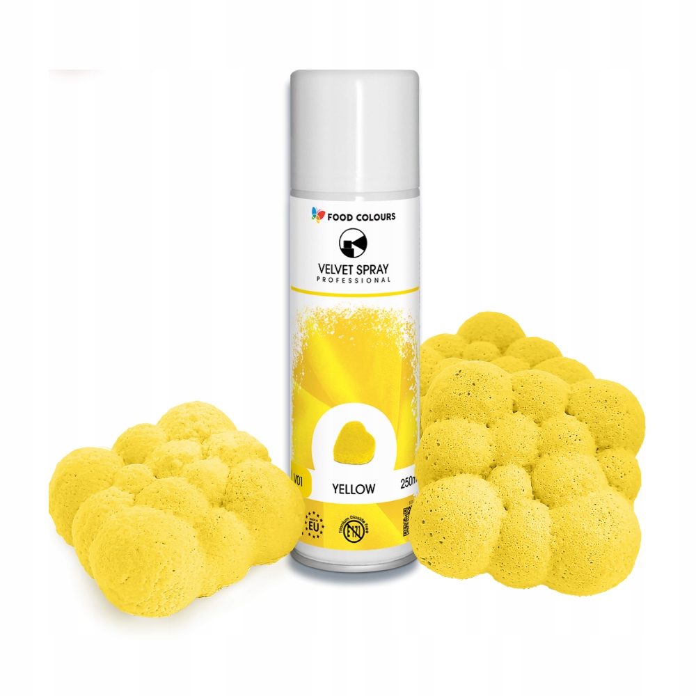 Levně Food Colours Velvet Spray Žlutý 250ml