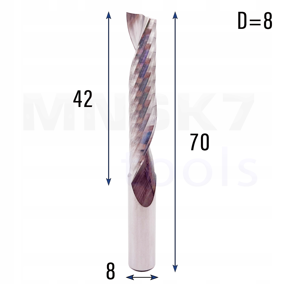 Frez uniwersalny jednopiórowy 1P fi 8 x 42 x 70 Vhm Cnc