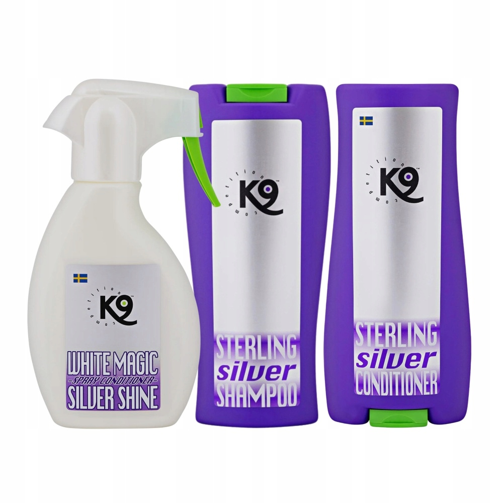 K9 Sterling Silver White Magic zestaw kosmetyków, biała i srebrna sierść
