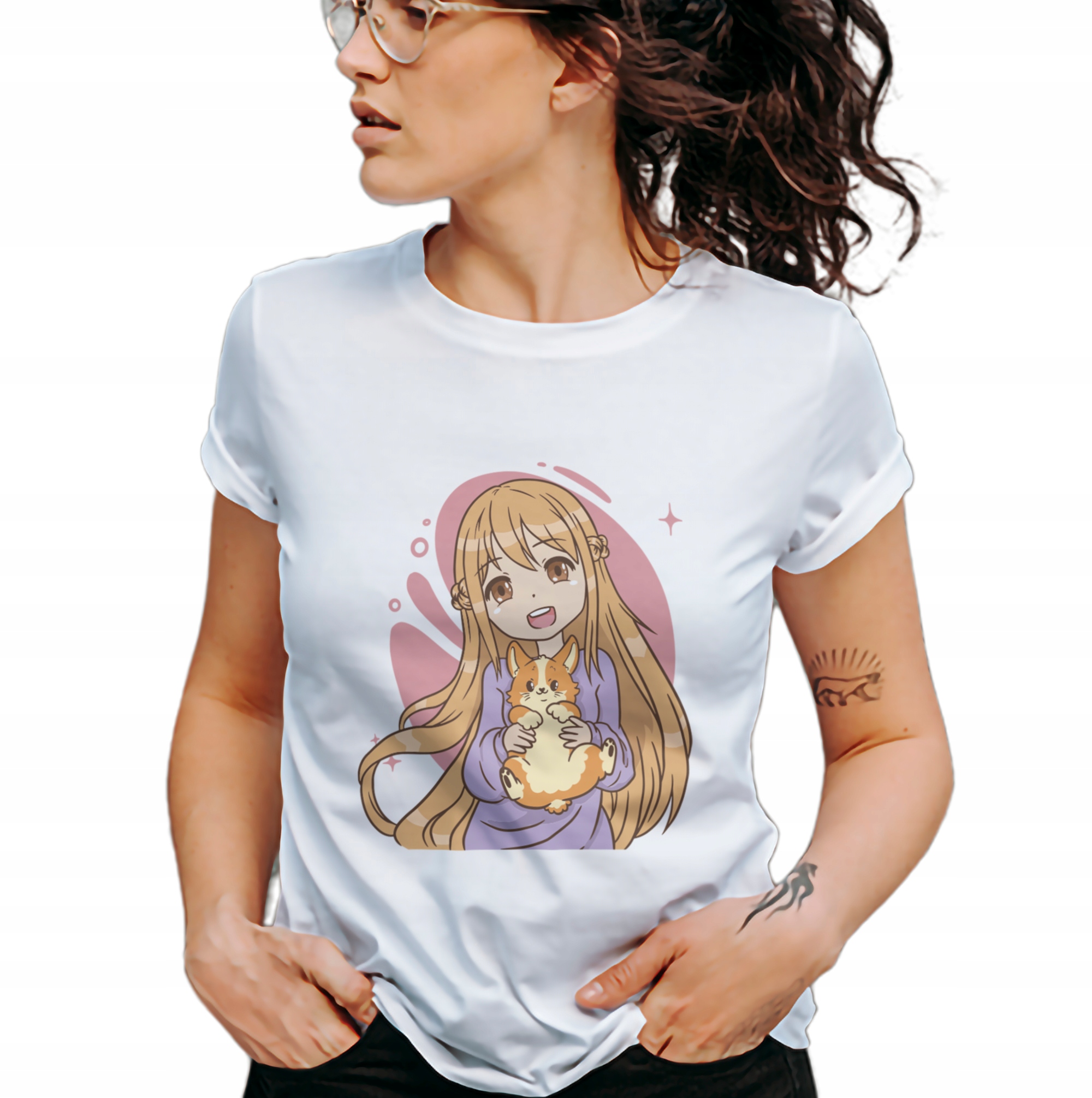 

Dziewczynka i kot Anime Koszulka T-shirt S