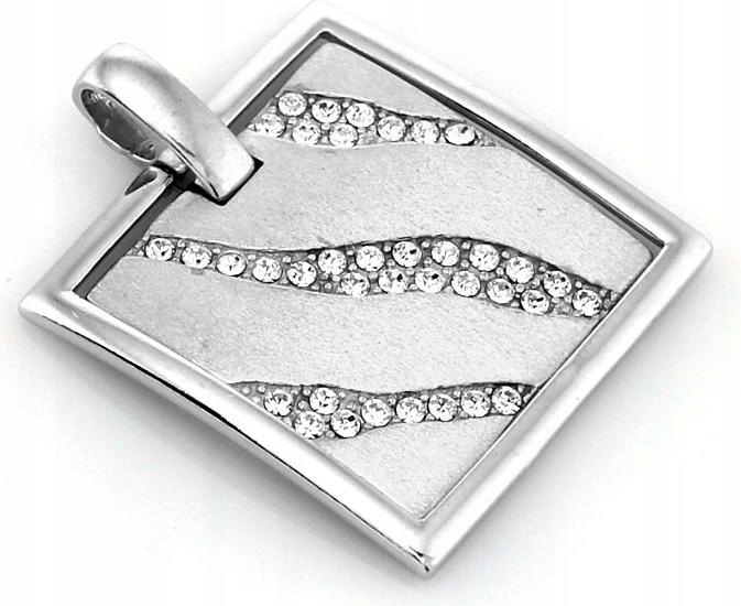 Stříbrný přívěsek 925 zdobený zirkony, efektní, módní, čtvercový, módní
