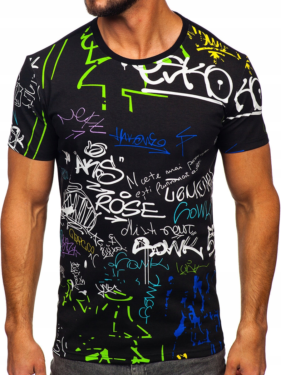 

T-shirt Koszulka Czarno-zielona 8T968 Denley_xl