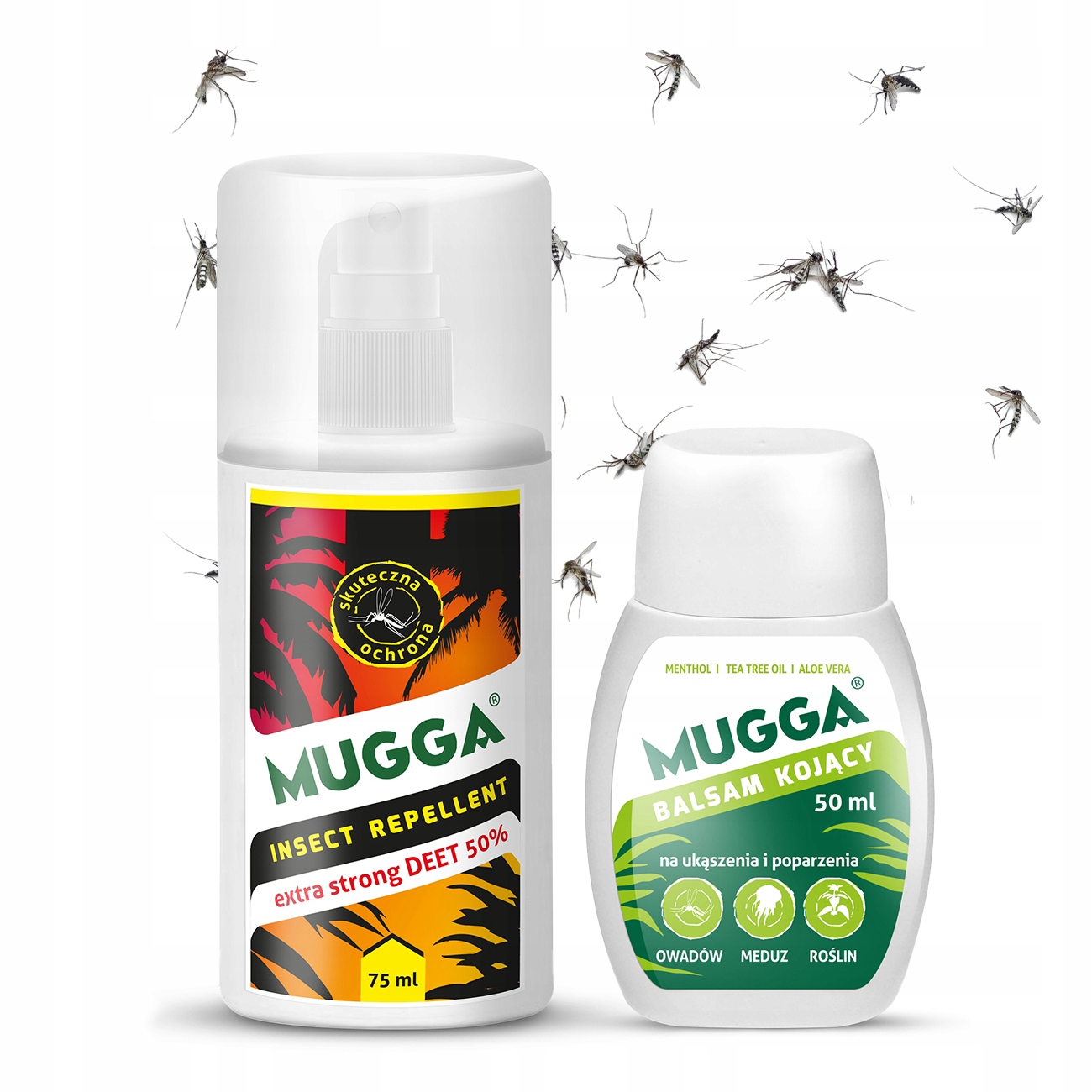 Mugga spray strong deet 50% na kleszcze komary tropikalne balsam kojący