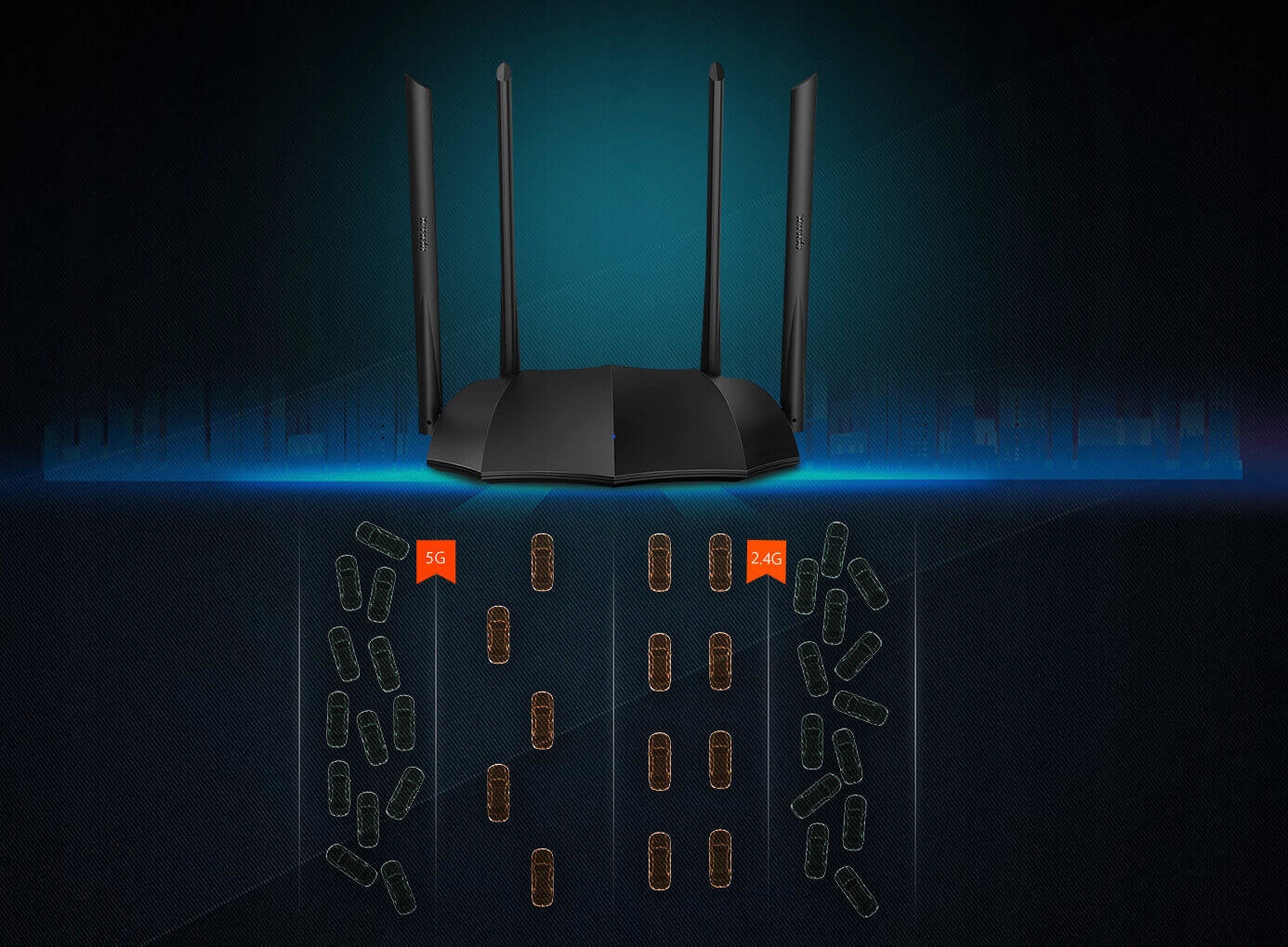 TENDA AC8 Router WLAN Dualband 867Mbit/s 5GHz 300Mbit/s 24GHz 4x6dBi Anteny — miniatura 15
