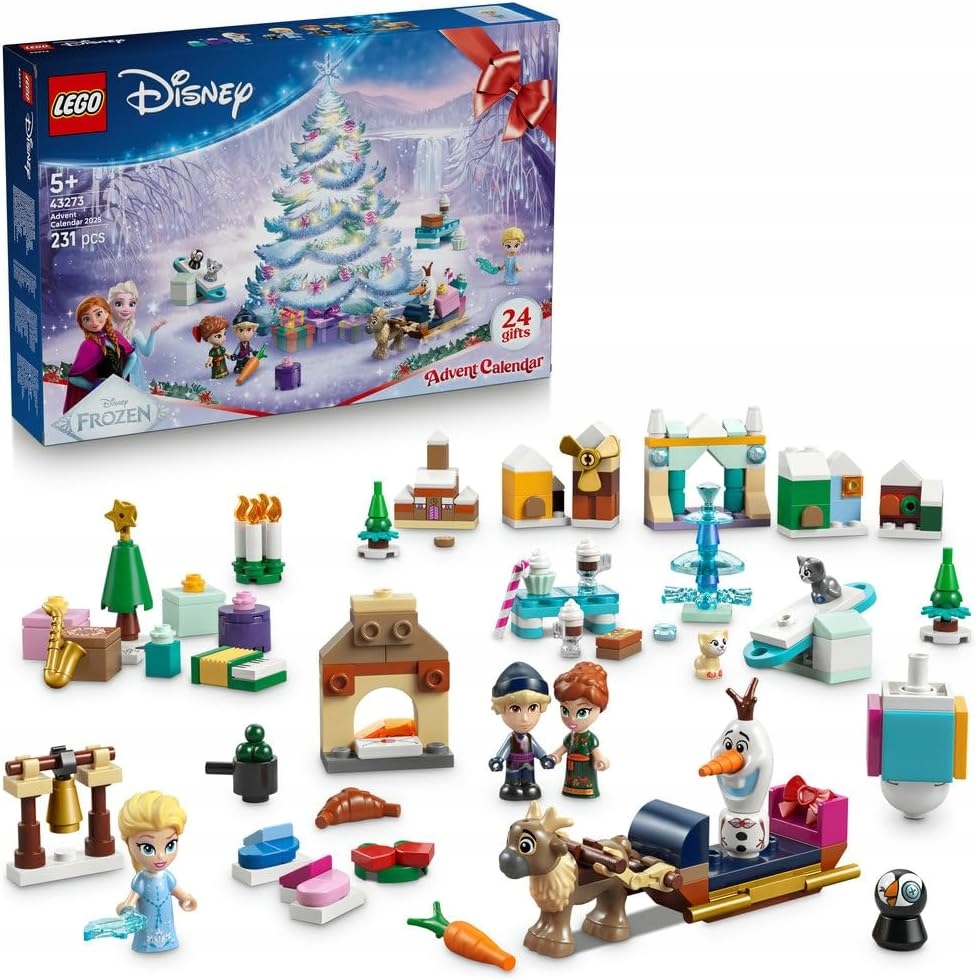 Lego Disney Ledové Království Adventní kalendář 2025 s Elsou a Olafem 43273