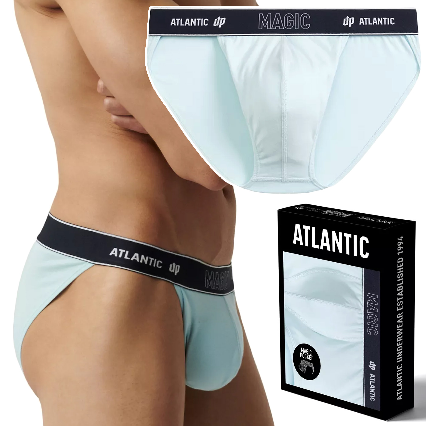 Pánské slipy Tanga s úzkými slipy na pásku Atlantic MP-1588 L
