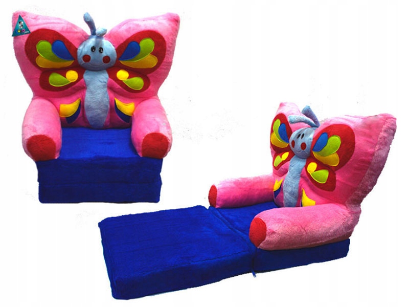 

Pluszowa rozkładana pufa granatowa leżanka motyl