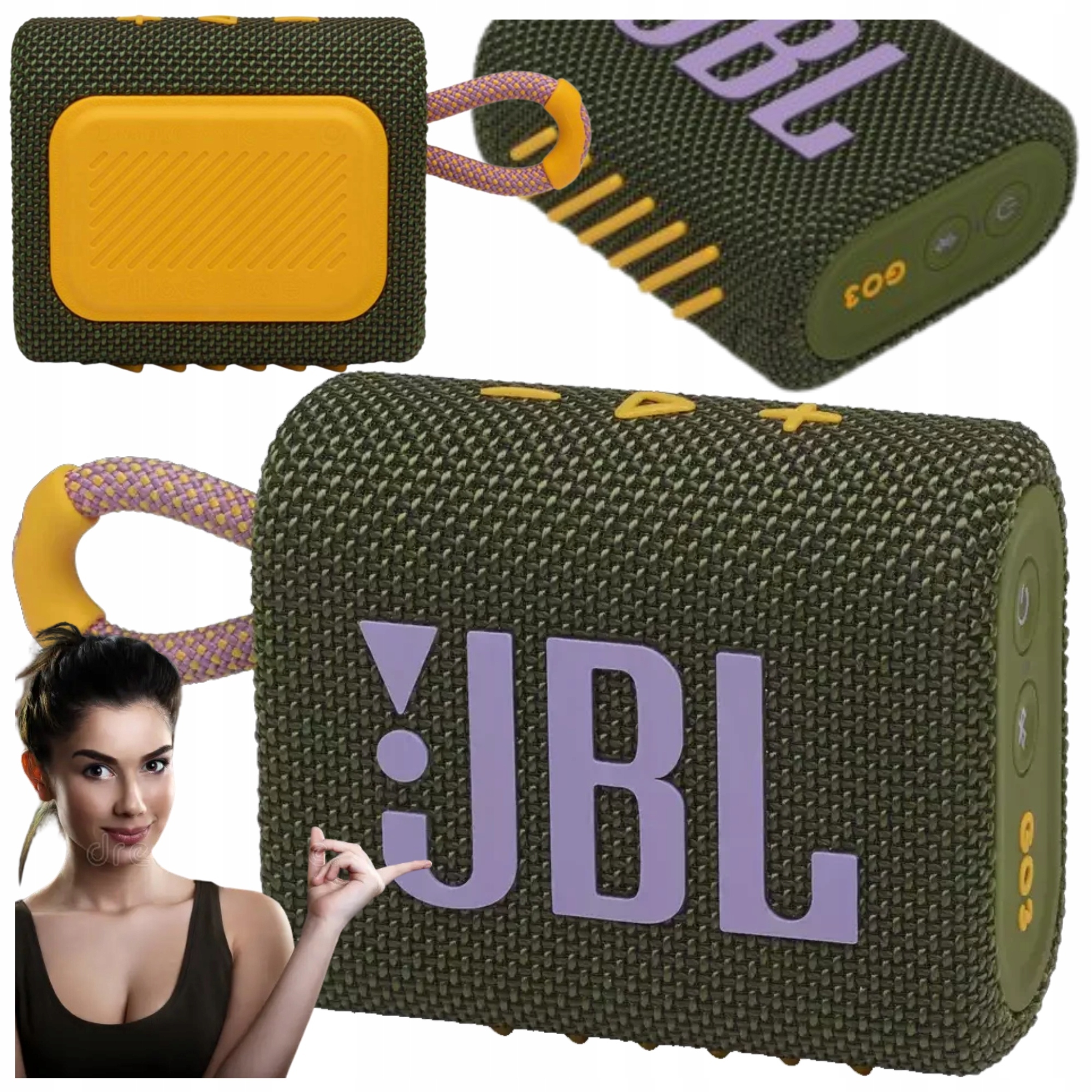 Originální přenosný reproduktor Jbl Go 3 Eco Zeleno žlutý 4,2 W