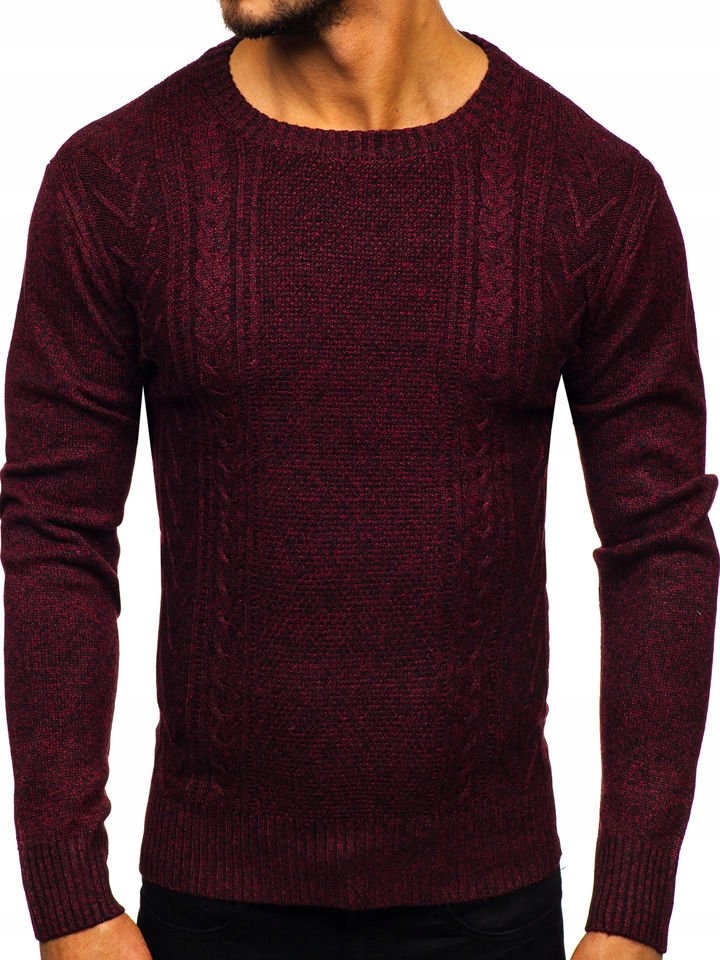 

Sweter Męski Klasyczny Bordowy H1937 DENLEY_2XL