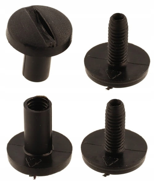 Plastové nýty kroucené 12 x 10 mm se šroubem pro spojování, černé, 100 ks