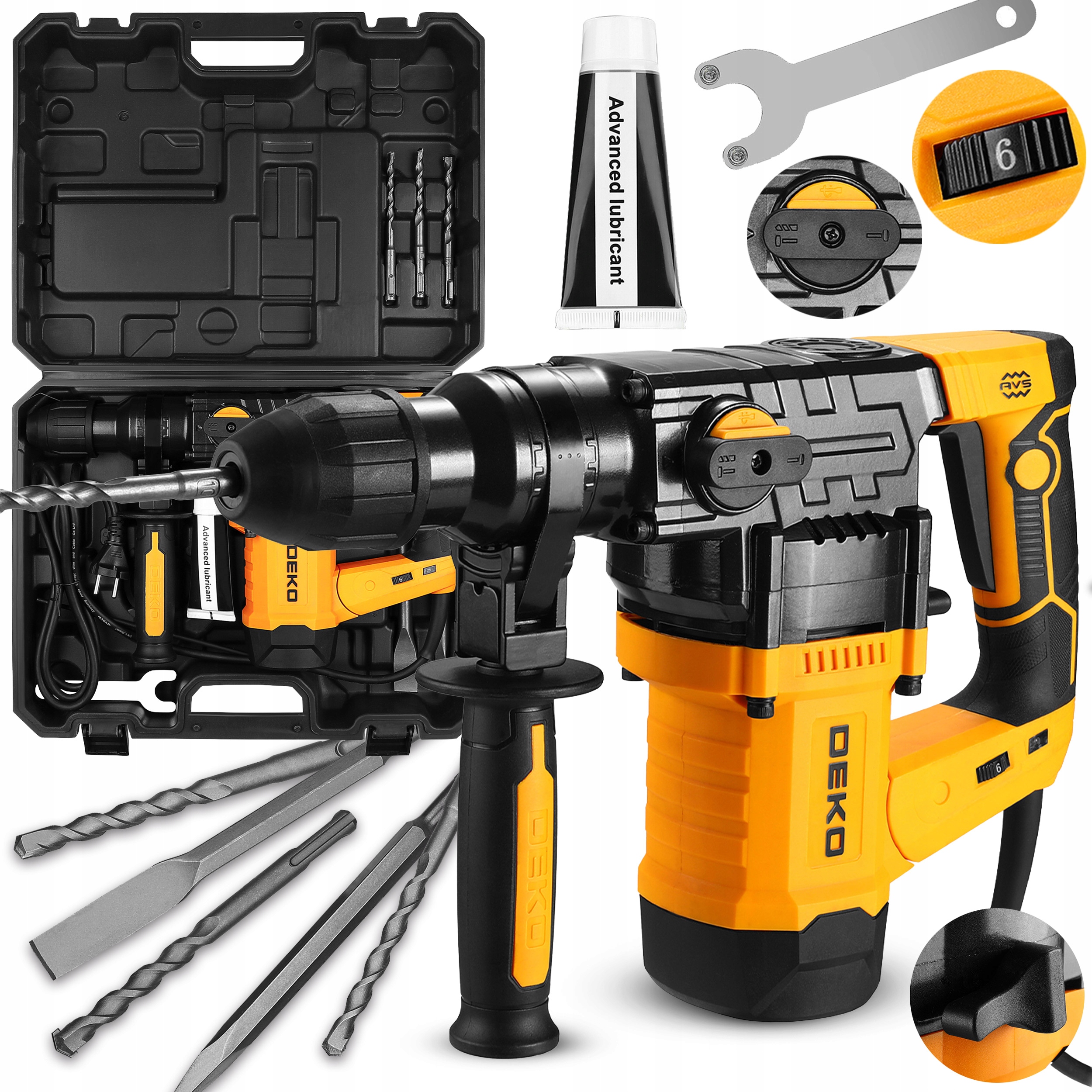 Příklepové Kladivo Vrtačka Udar Sds+ 1600W 6J Kufr 3 X Vrták Sekáč