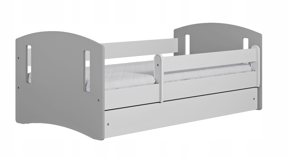 ŁÓŻKO JEDNOOSOBOWE DZIECIĘCE 80X180 SZARE MATERAC Marka Elior