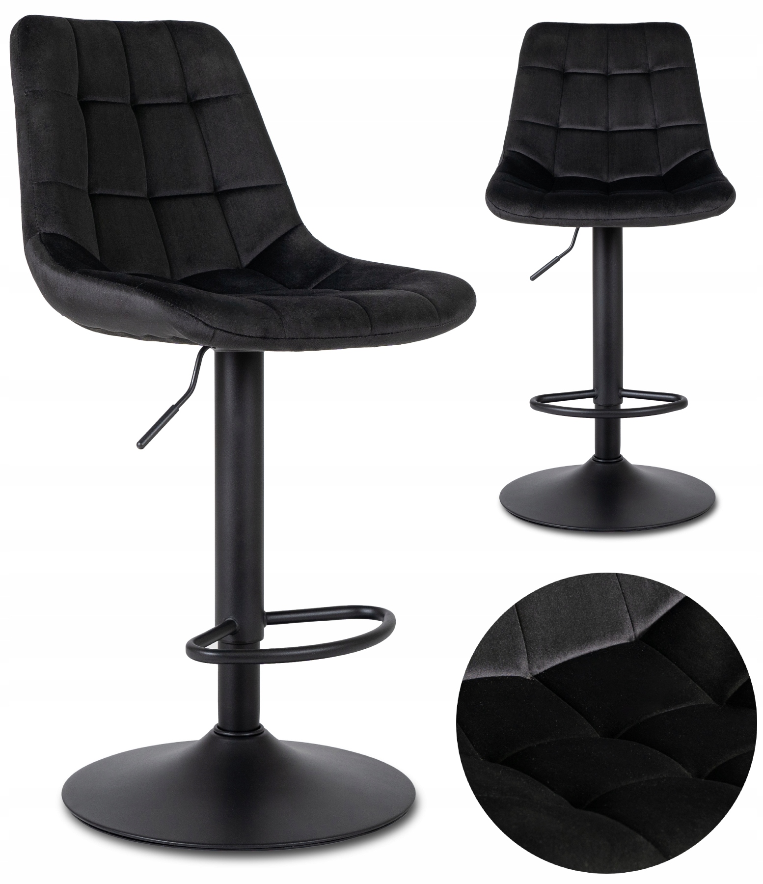 Barová Židle Nastavitelná barová židle Loft Velurová Velvet Glamour Černá Arcos 2