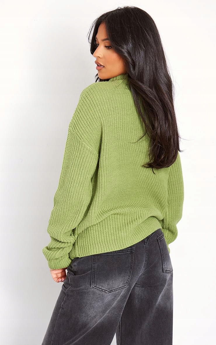 PRETTYLITTLETHING ZIELONY SWETER OVERSIZE STÓJKA NV9 NG4__L Rozmiar L