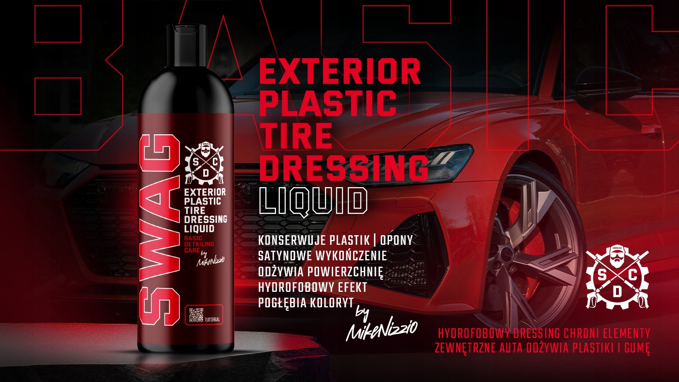 SWAG BASIC _ EXTERIOR PLASTIC TIRE DRESSING LIQUID 0,25L PLASTIKI, OPONY Pojemność 250 ml