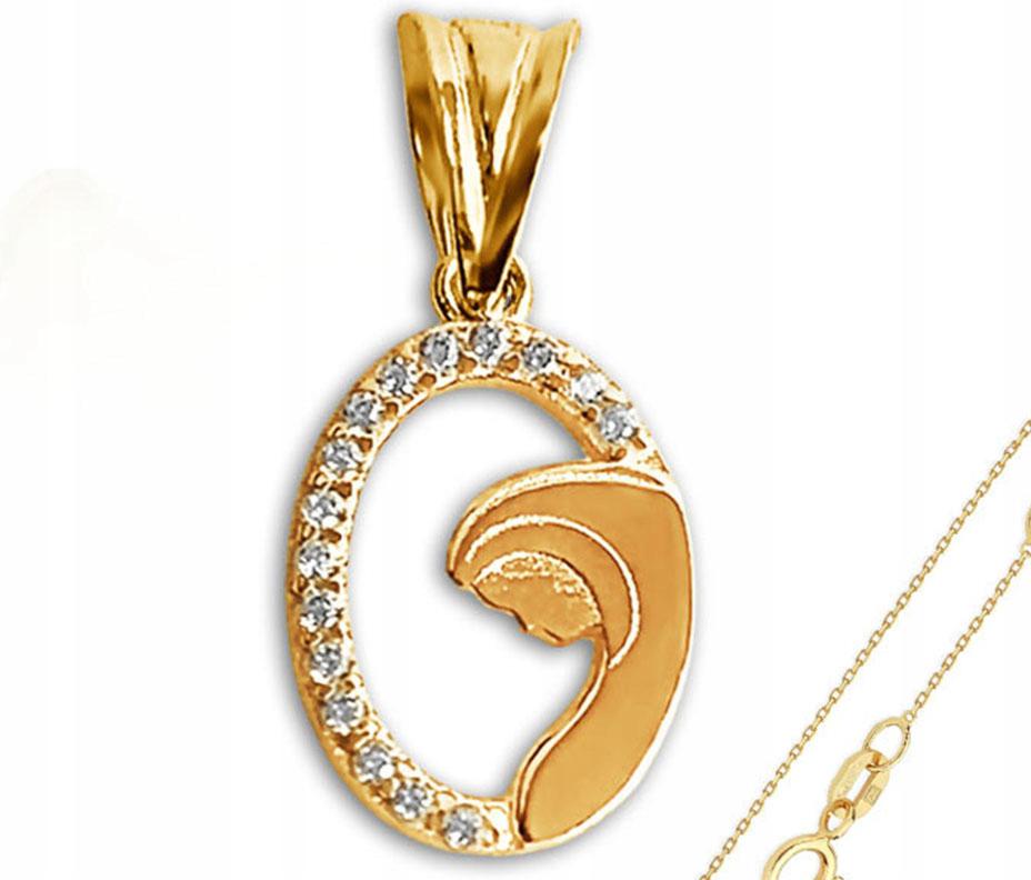 Zlatý komplet šperků 585 medailonků s řetízkem na křtiny svaté přijímání