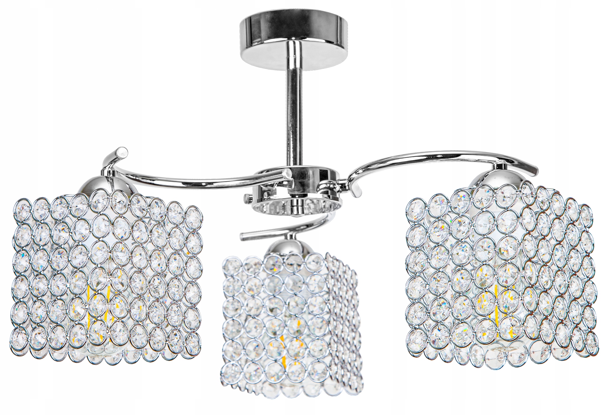 

Lampa Wisząca Plafon Żyrandol Kryształki Chrom Led