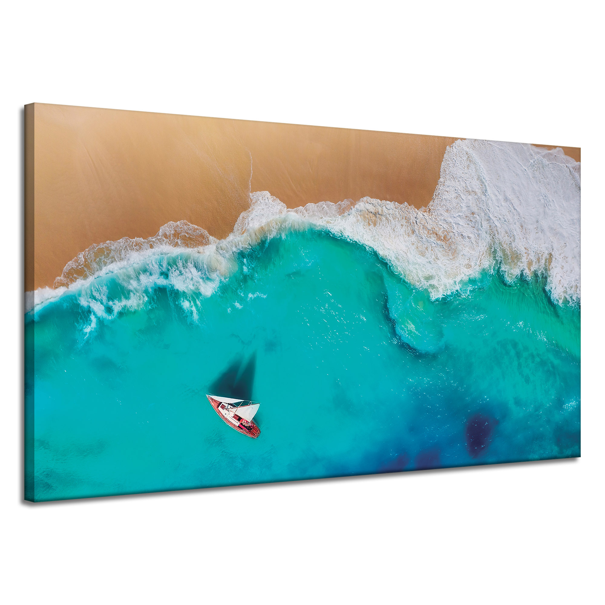 Obraz na plátně Plachetnice Voda Vlny Břeh 120x70 cm Ideální jako dárek