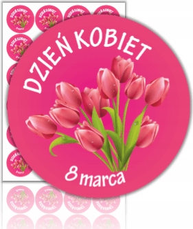 

Naklejki Dzień Kobiet 8 Marca 40mm 24 szt. okrągłe