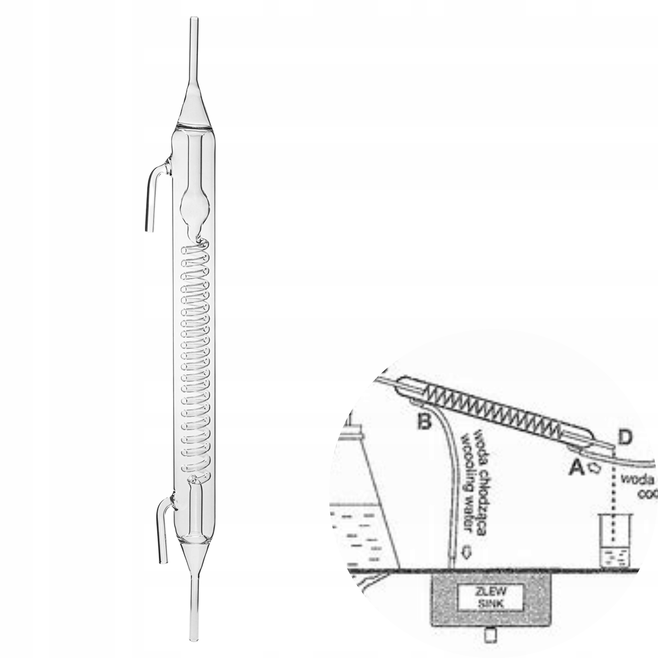 DESTYLATOR SZKLANY SPIRALNO KULKOWY PZH ATEST CHŁODNICA SPIRALNA BROWIN