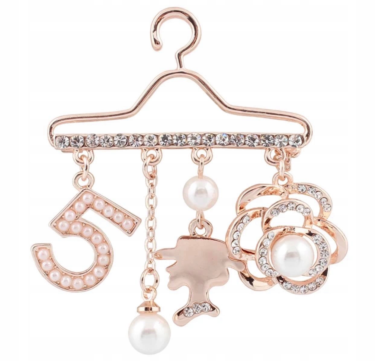 

Broszka Złota Różowe Złoto Z Perłami Kwiat Wieszak