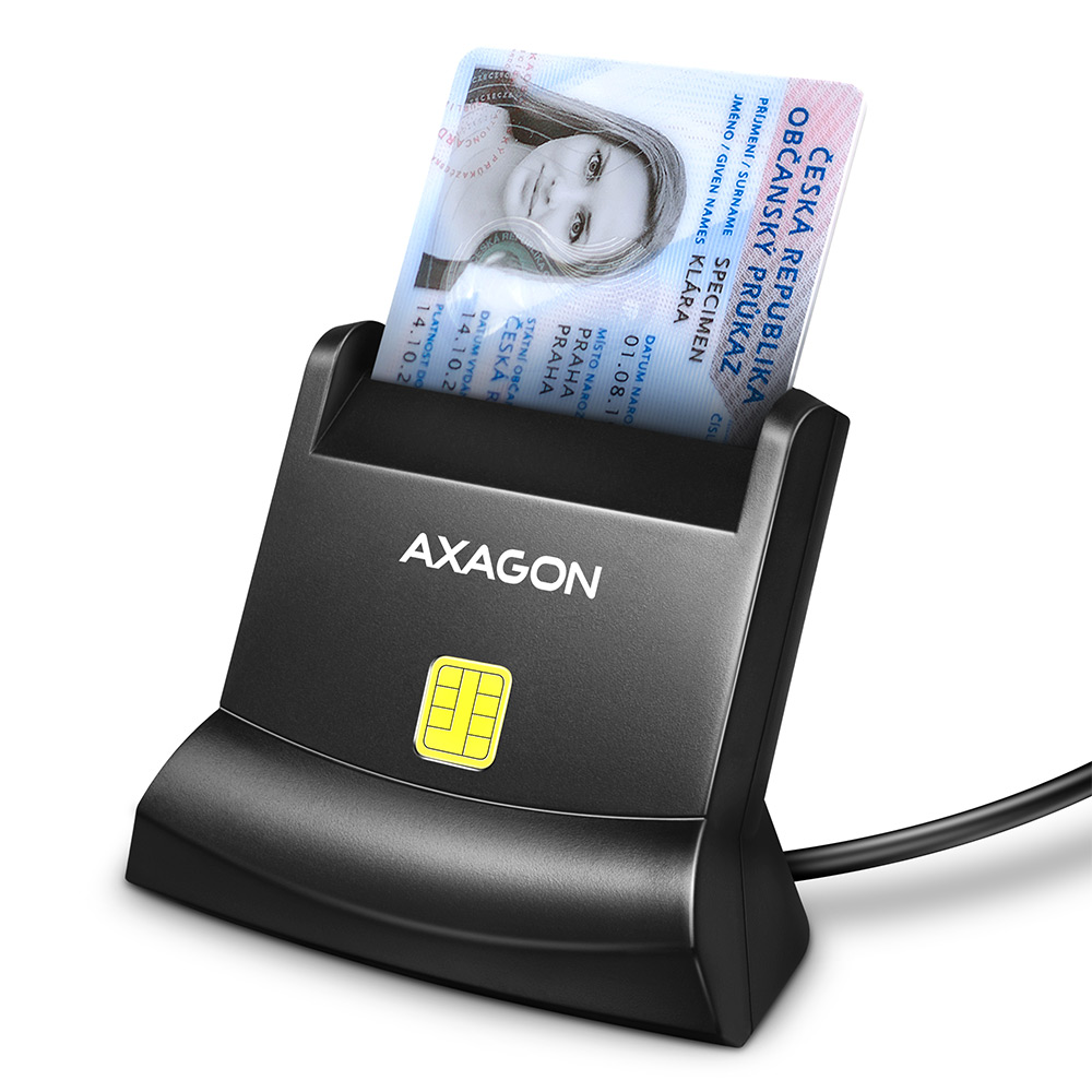 Axagon Universal desktop Usb contact Smart card/ID card reader with long, U