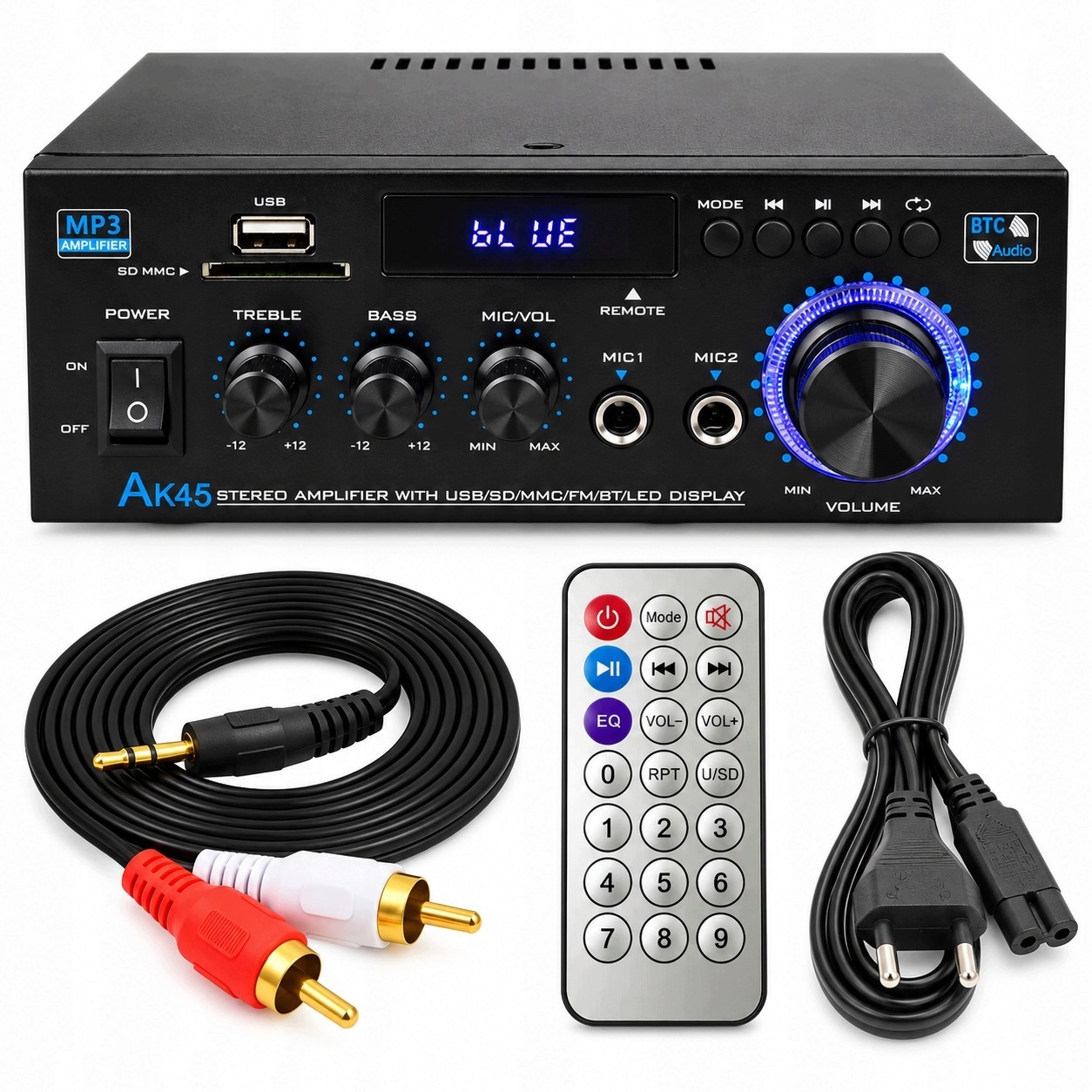 Audio Zesilovač AK45 Bluetooth Hifi Stereo 350W Usb Fm Aux MIC Dálkové Ovládání