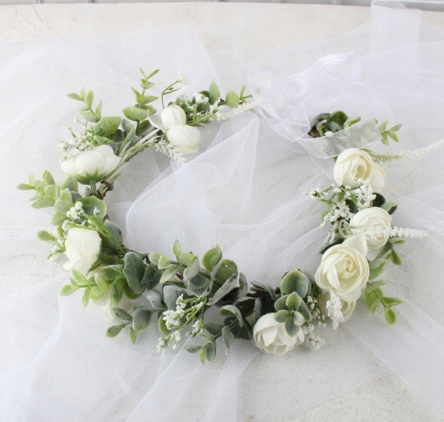 WIANEK NA GŁOWĘ OPASKA OZDOBA ŚLUB KOMUNIA KWIATY Marka Ecarla