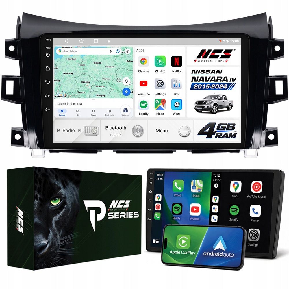 Radio Navigácia Android RS-305 Nissan Navara IV 2015-2024 4GB 9"