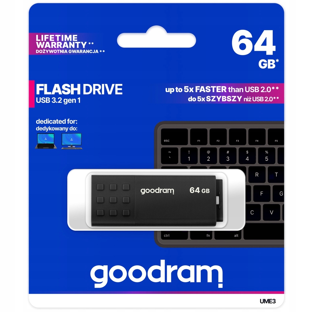 Pendrive GOODRAM UME3 64 GB USB3 PERFORACJA 60MB/s Kod producenta UME3-0640K0R11