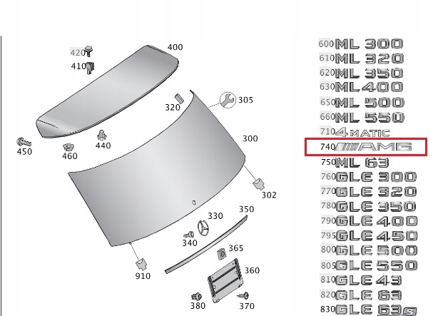 MERCEDES ML GLE Emblemat srebrny napis AMG tyl ORYGINAL Stan opakowania oryginalne
