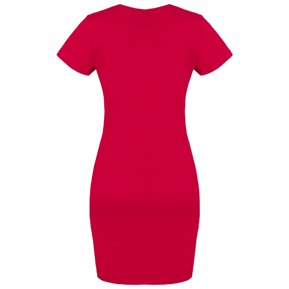 SUKIENKA DAMSKA KRÓTKI RĘKAW GŁADKA ELASTYCZNA LETNIA KLASYCZNA CZERWONA XL Długość przed kolano