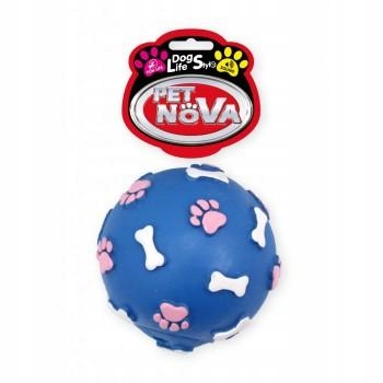 

Petnova piłka wzór łapek i kości 9cm niebieska