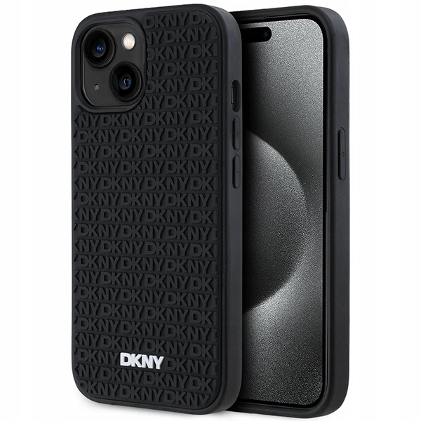 Pouzdro pouzdra kryt Dkny 3D Rubber Repeat Pattern pro iPhone 15 Plus černé