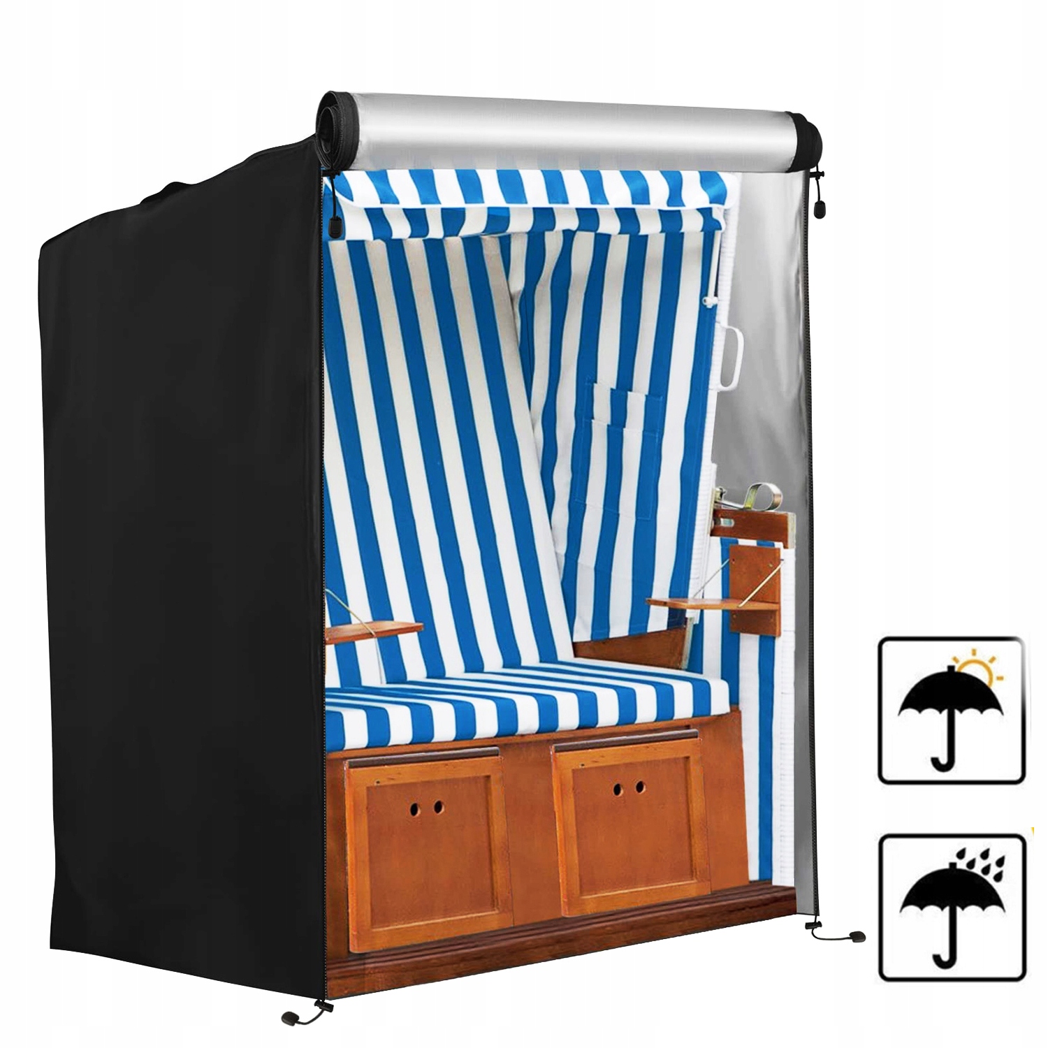 Obal Na Plážový Koš 420D 135*105*175/140 Cm Voděodolný Černý XXL