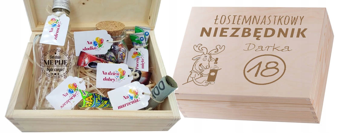 

Skrzynka z grawerem Niezbędnik Prezent Na 18-TKĘ