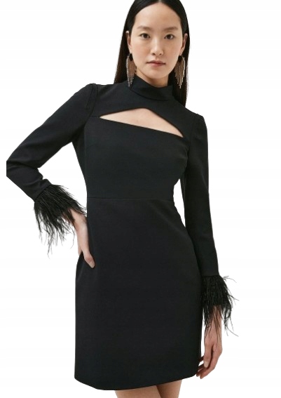 Karen Millen Šaty Černá Jednoduchá S Peřím Mini 40 2A6F1_B* 40 2_6