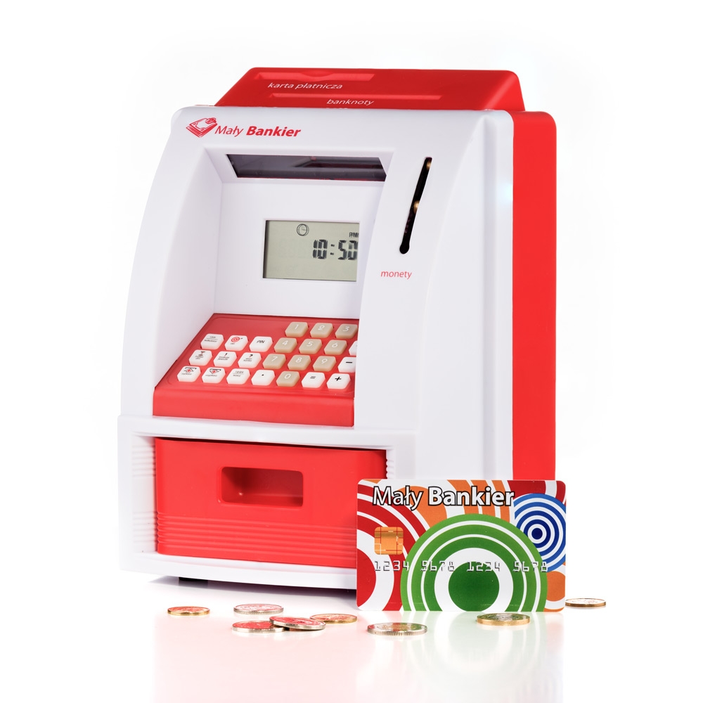 

Skarbonka Bankomat Mały Bankier Licząca Karta Pin
