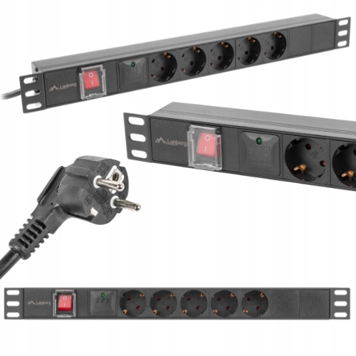Listwa zasilająca Lanberg Rack Pdu 19'' 1U 16A 5x