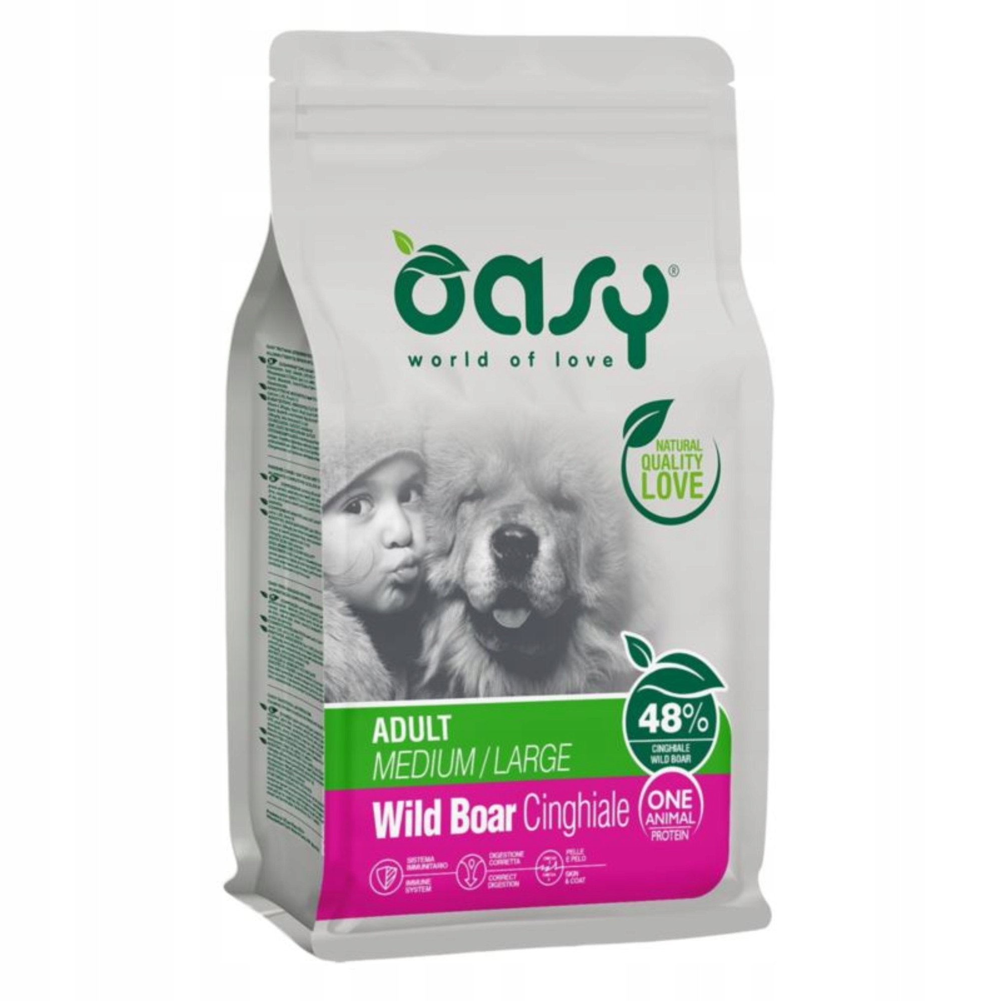 Oasy One Animal Protein Adult M/L Dzik 12KG