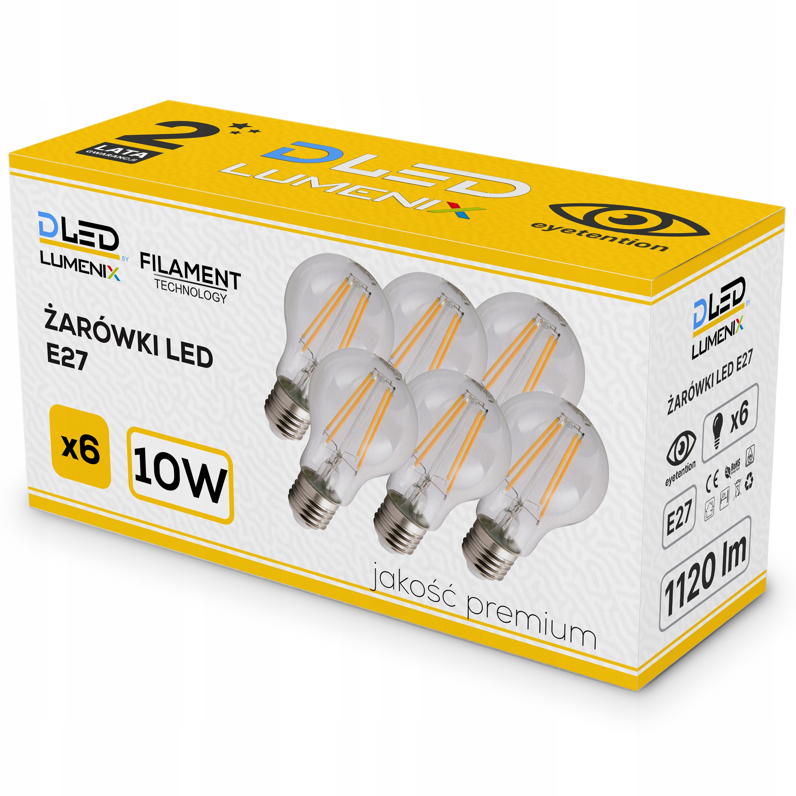 

6x Żarówka E27 Led Filament 10W Neutralna kula