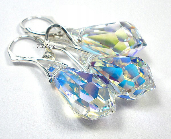 Náušnice Přívěsek Krystaly 2 barvy Stříbro