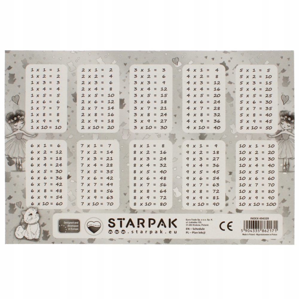 PLAN LEKCJI z tabliczką mnożenia BALERINA Marka Starpak