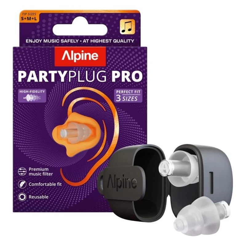 Zatyczki do uszu Alpine PartyPlug Pro Clear na koncert 3 rozmiary S/m/l