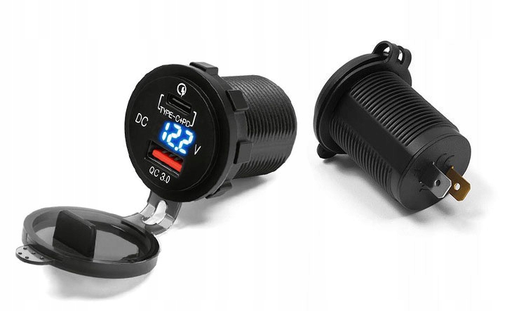 GNIAZDA DO MOTOCYKLA–PD+QC3.0 – 3.6A – WYŚWIETLACZ Producent Extremestyle