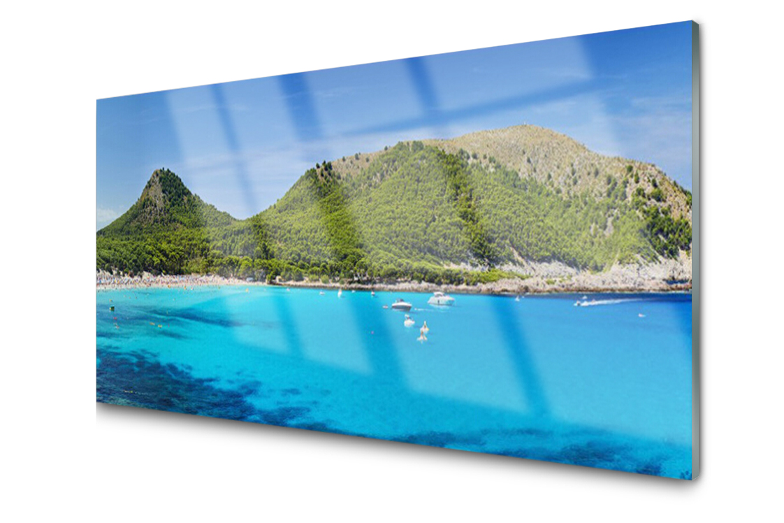 Skleněný panel Dlaždice Hory Moře 100x50