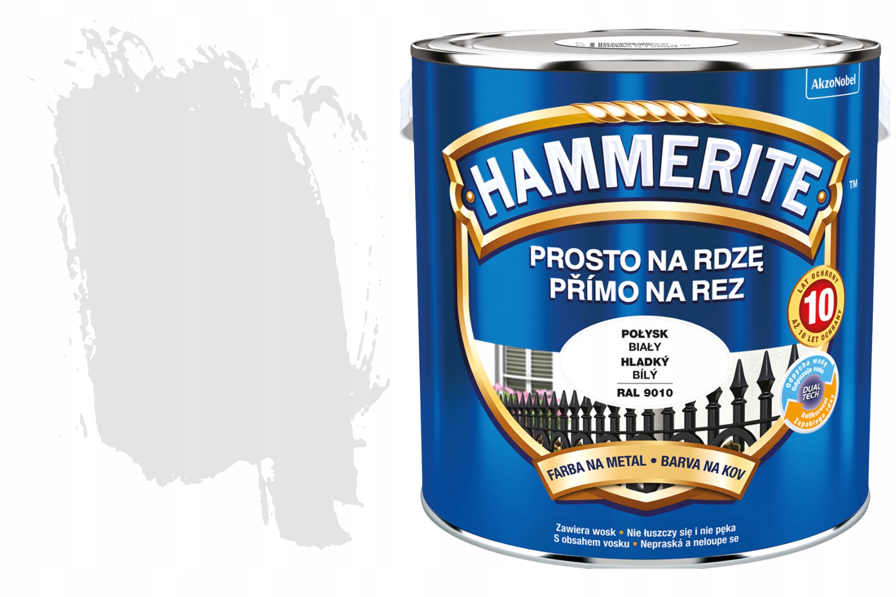 Hammerite do Metalu gruntoemalia Antykorozyjna Na Rdzę Biały Połysk 2,5L