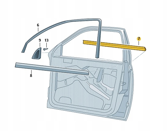 Uszczelka zgarniająca szyby PRZÓD Lewa OCTAVIA I
