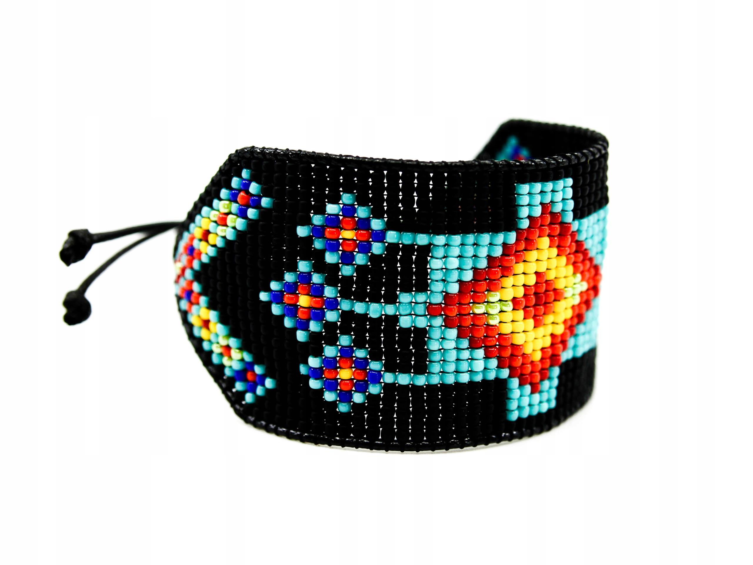 

Czarna bransoletka męska indiańska sznurek