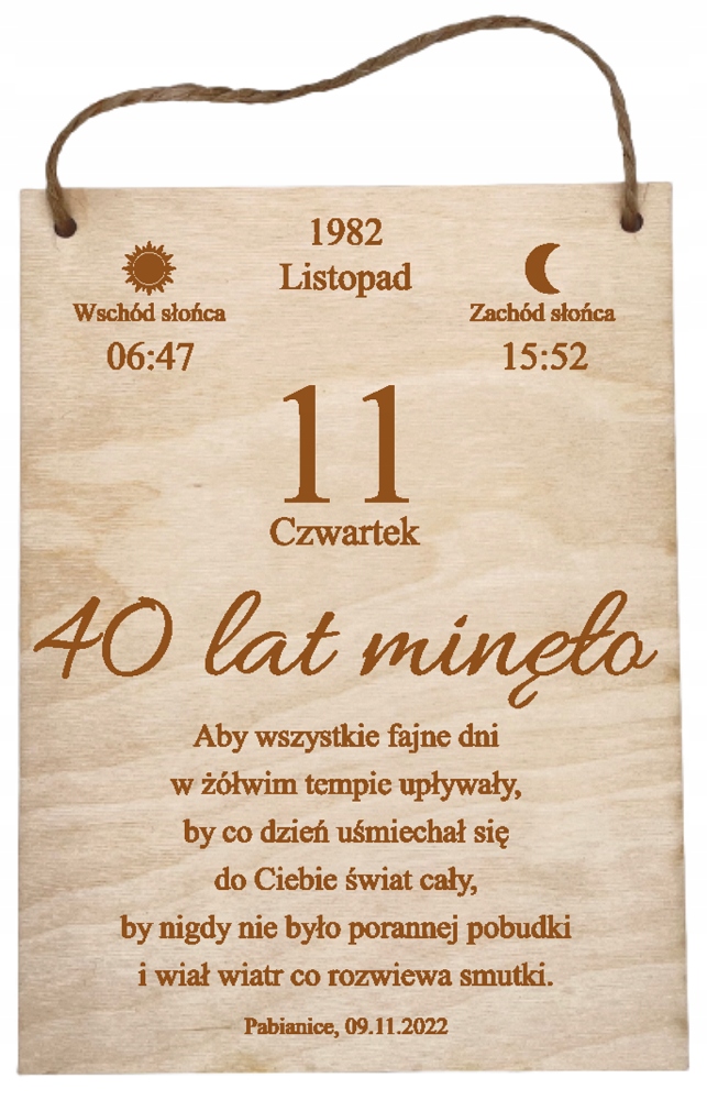 

Kartka z kalendarza 30 40 45 lat minęło Urodziny